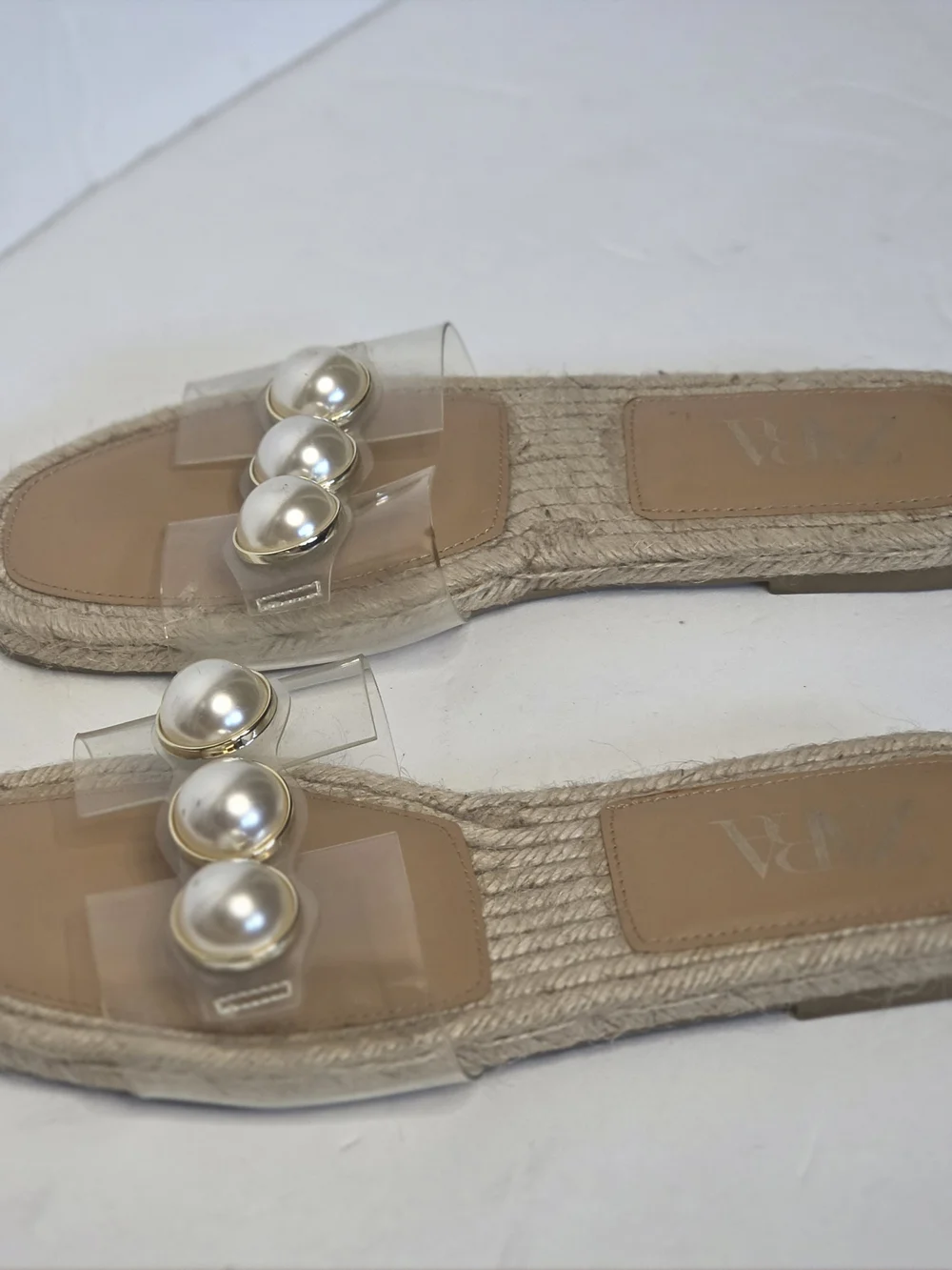 ZARA Clear Pearl-Embellished Slide Sandals in Beige - Picture 7 of 9